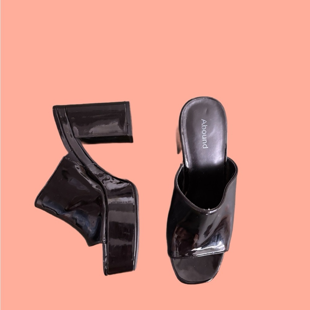 Black Patent PVC Platform Heels